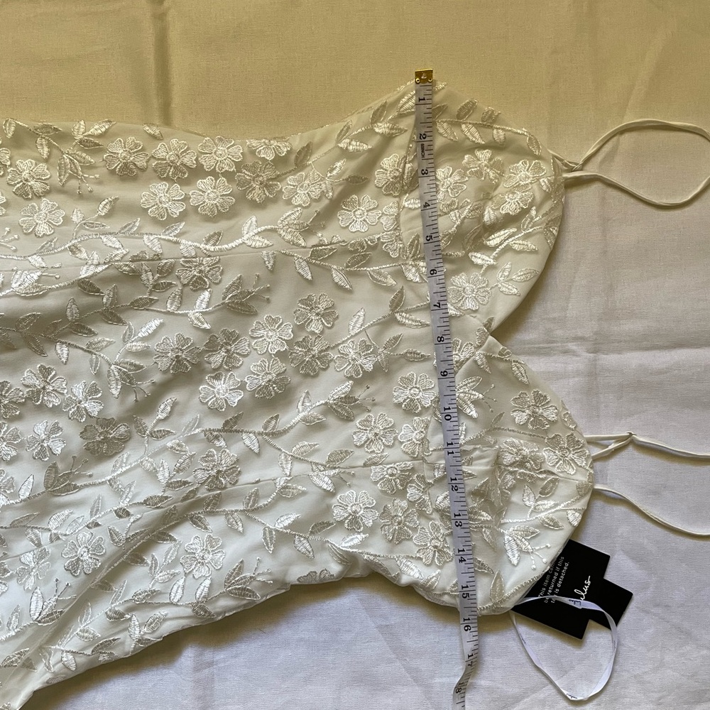 Lulu’s Ivory Floral Embroidered Ruffled Mini Cocktail Dress - Picture 11 of 13